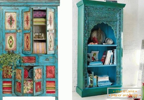 Muebles en estilo oriental - armarios color turquesa de la India