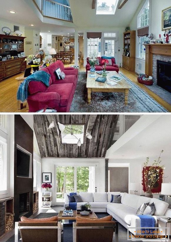 Foto interior de una casa privada antes y después