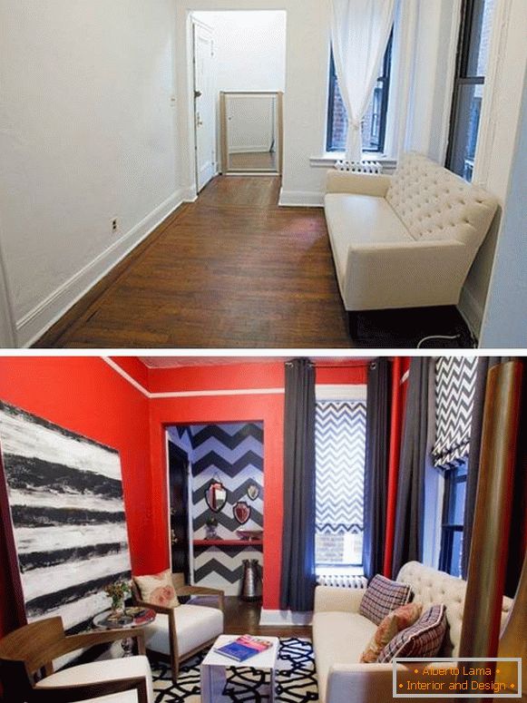 Foto de interiores antes y después en una casa privada