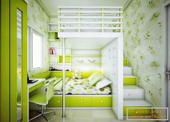 зелёный interior de la habitación de un niño для двух девочек