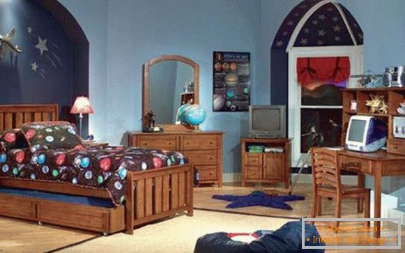 elegante diseño de interiores de un dormitorio infantil para un adolescente