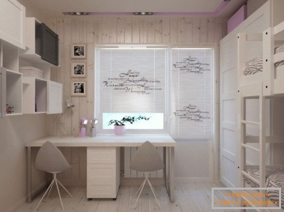 ejemplo del diseño de un interior luminoso de un dormitorio infantil para dos niños