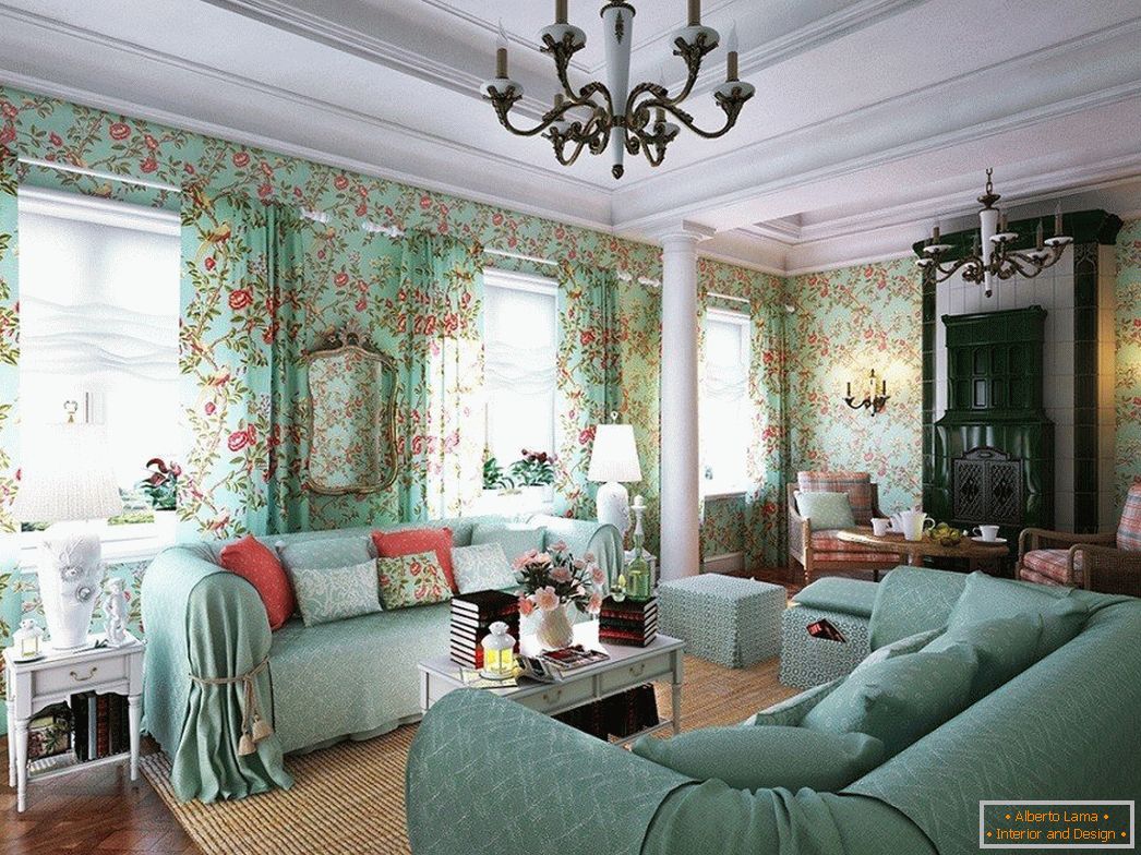 Interior clásico de la sala de estar en una casa privada