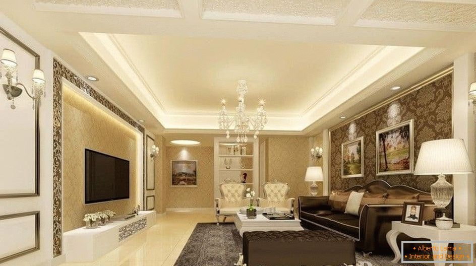 Luminosa y acogedora sala de estar en un estilo clásico