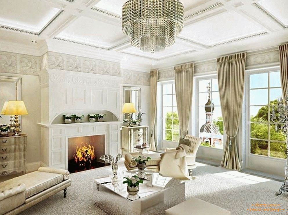 Sala de estar en un estilo clásico moderno