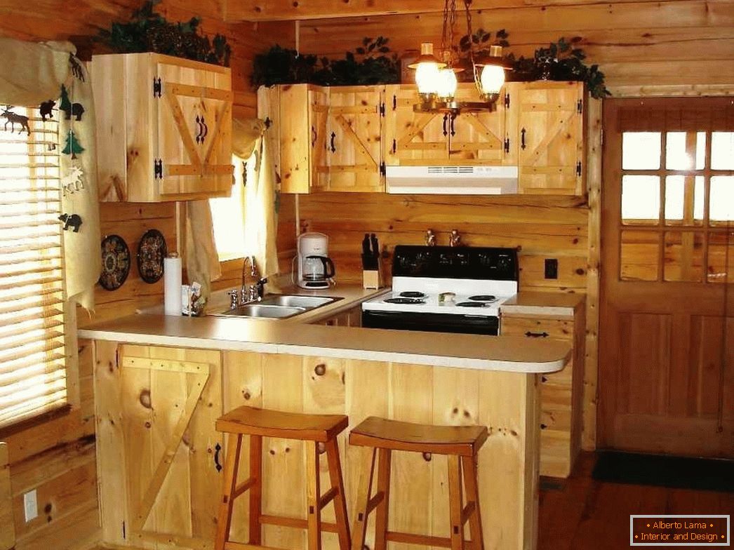 Muebles de madera en la cocina