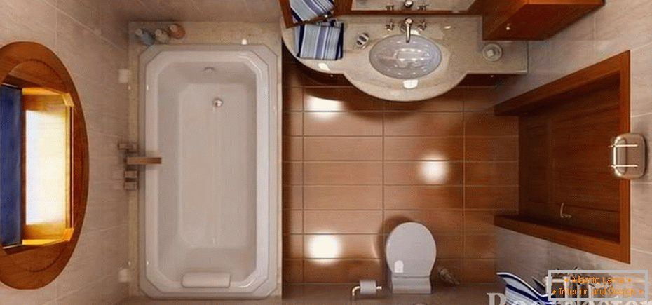 La combinación de azulejos marrones y beige en el baño