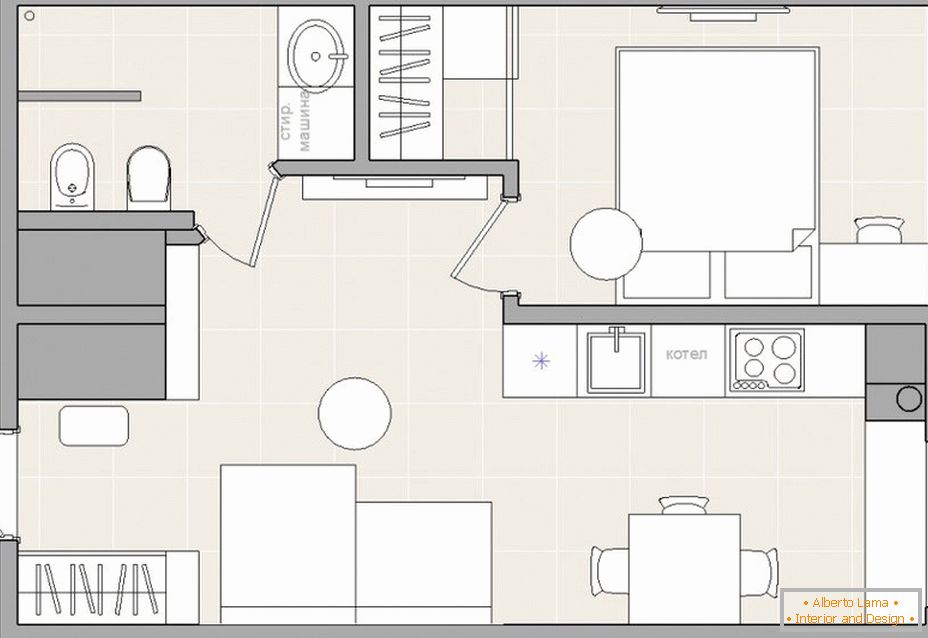 Planea un pequeño apartamento de 2 habitaciones