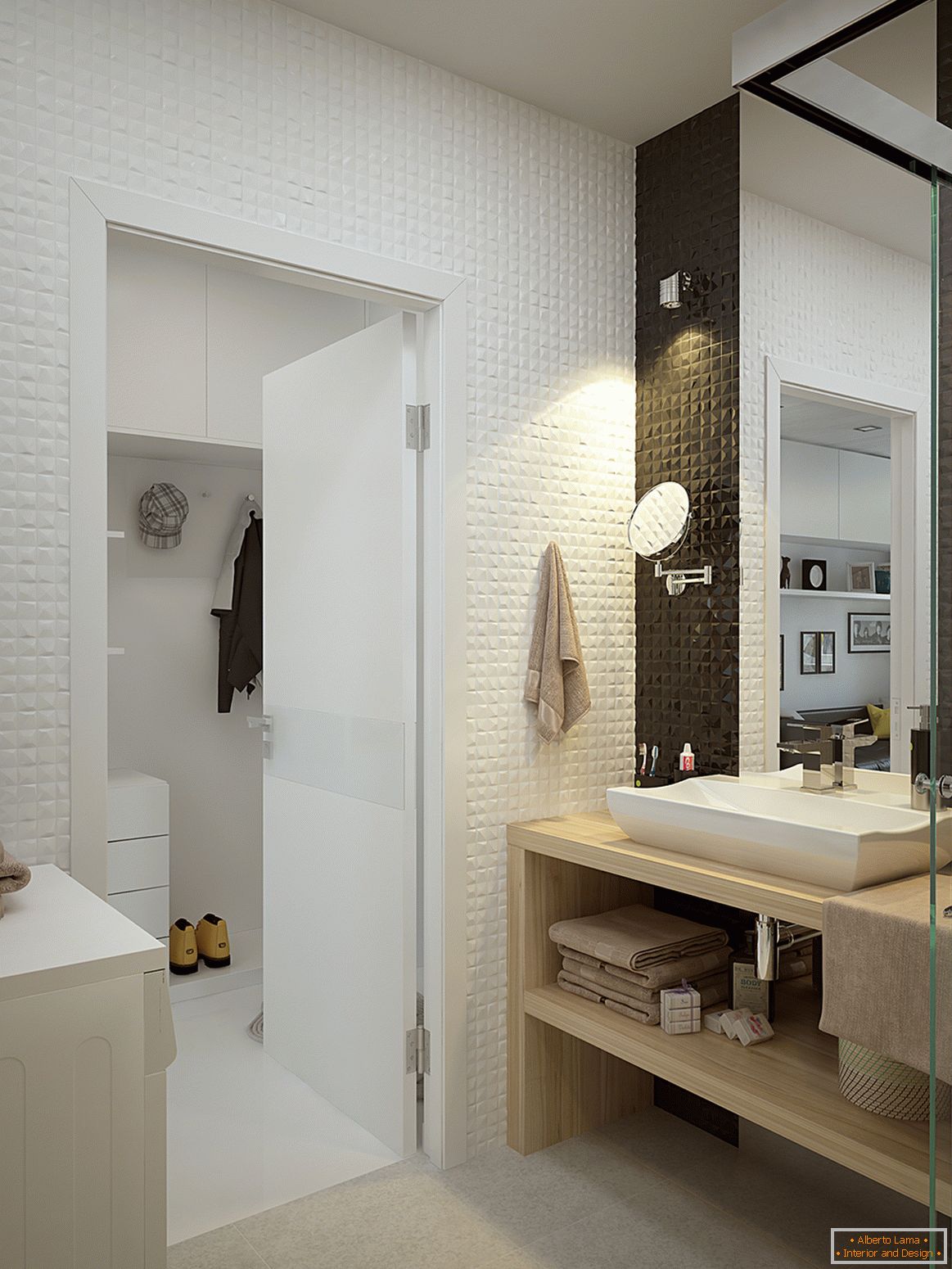 Interior de un pequeño departamento en colores contrastantes - ванная