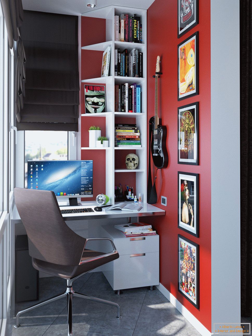 Interior de un pequeño departamento en colores claros - кабинет