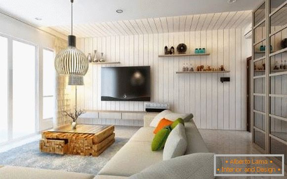Diseño en estilo high-tech - foto de una pequeña sala de estar