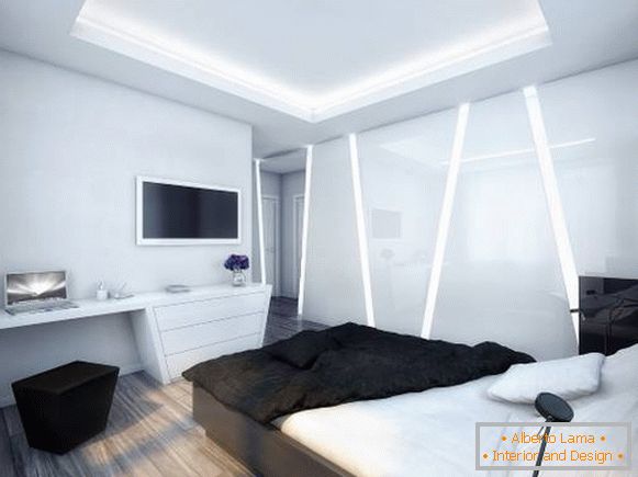 Interior futurista de la habitación en estilo de alta tecnología