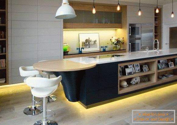 Estilo de alta tecnología en el interior - foto de la cocina en la casa