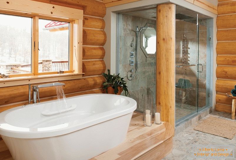 Interior de un baño en una casa de campo