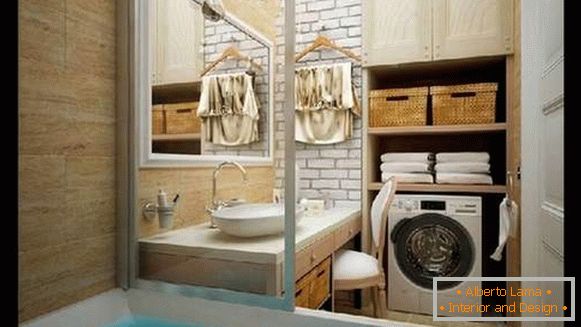 Interesante diseño de baño con lavadora
