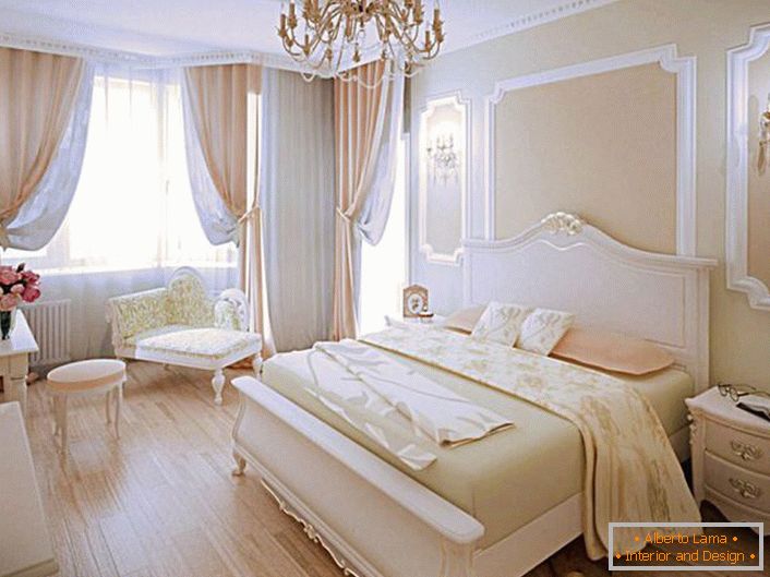 La habitación con un estilo moderno en tonos melocotón es la elección correcta para un nido familiar.