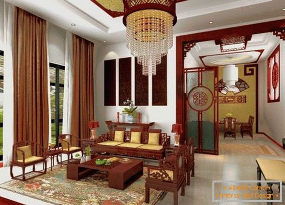 Hermoso interior en estilo asiático
