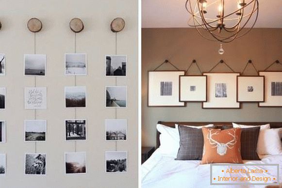 Hermosas fotos en la pared - diseño interesante de la habitación