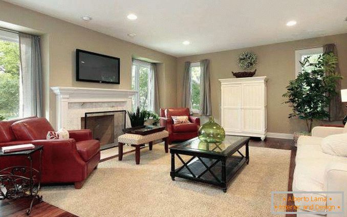 Diseño interior moderno simple de una sala de estar en una casa privada