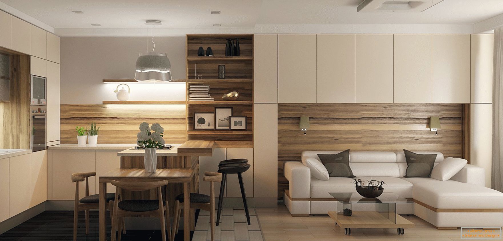 El diseño de la cocina-sala de estar