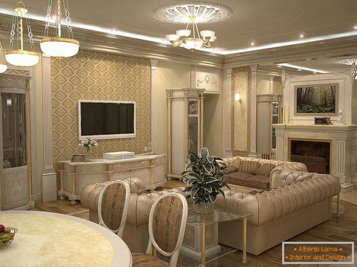 sala de estar en estilo Art Nouveau