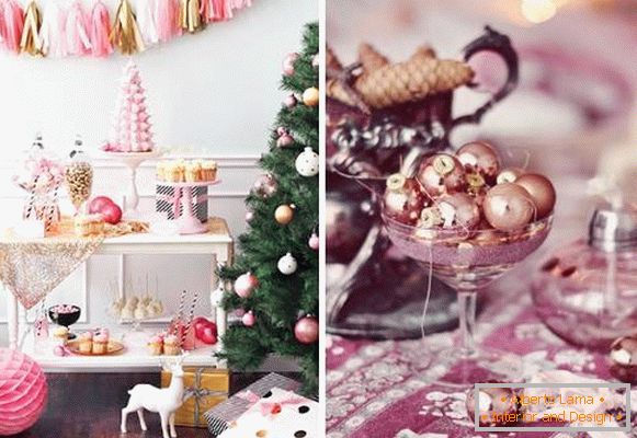 2016 Año Nuevo - decoración de interiores en color rosa