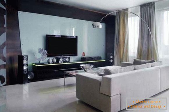 Diseño de alta tecnología de apartamento de 2 habitaciones - foto interior de la sala