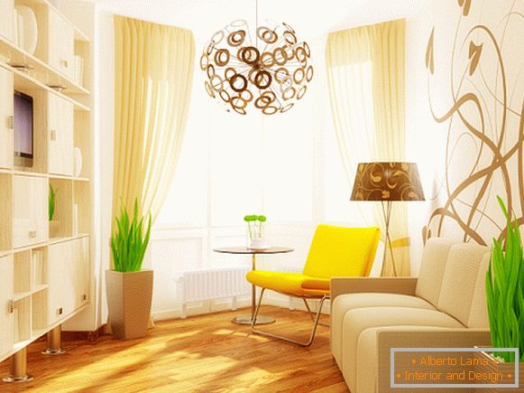 Luminosa sala de estar en tonos amarillos