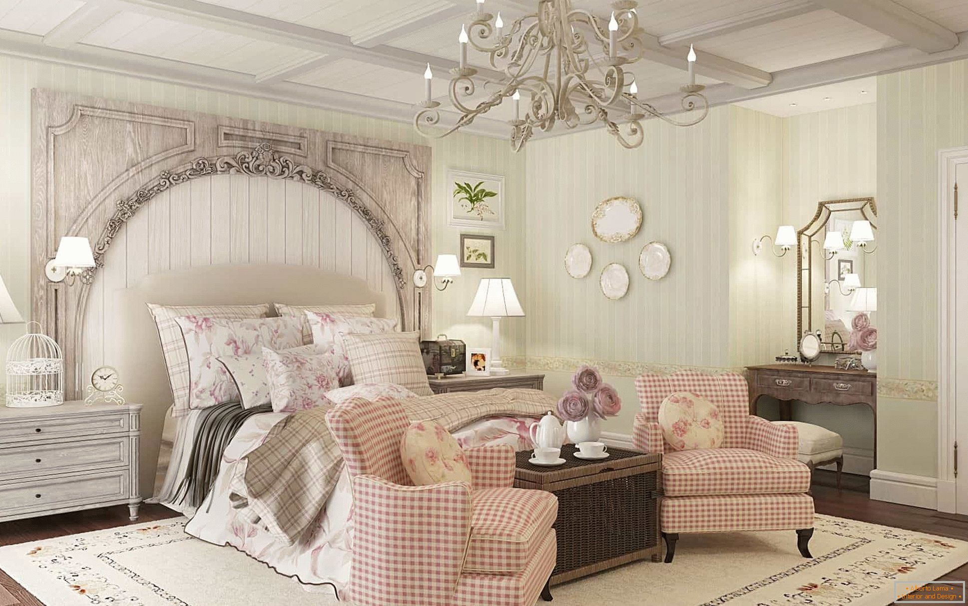 Dormitorio romántico en estilo provenzal