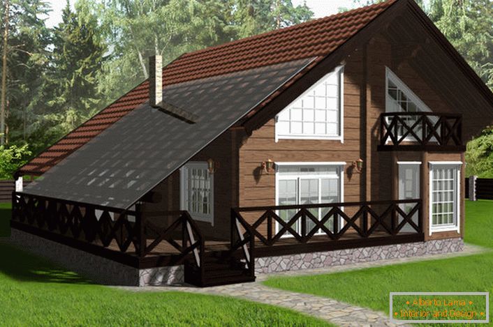 El proyecto de una casa de campo en el estilo escandinavo es el trabajo de diploma del graduado del departamento de diseño de la Universidad de Moscú.