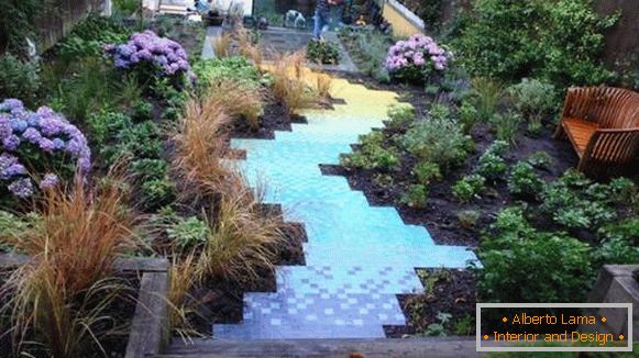 Diseño creativo de senderos de jardín con azulejos