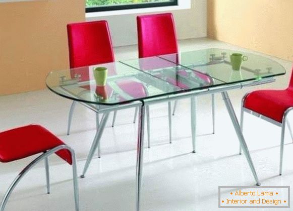 mesa, cocina, vidrio, plegable, foto 8
