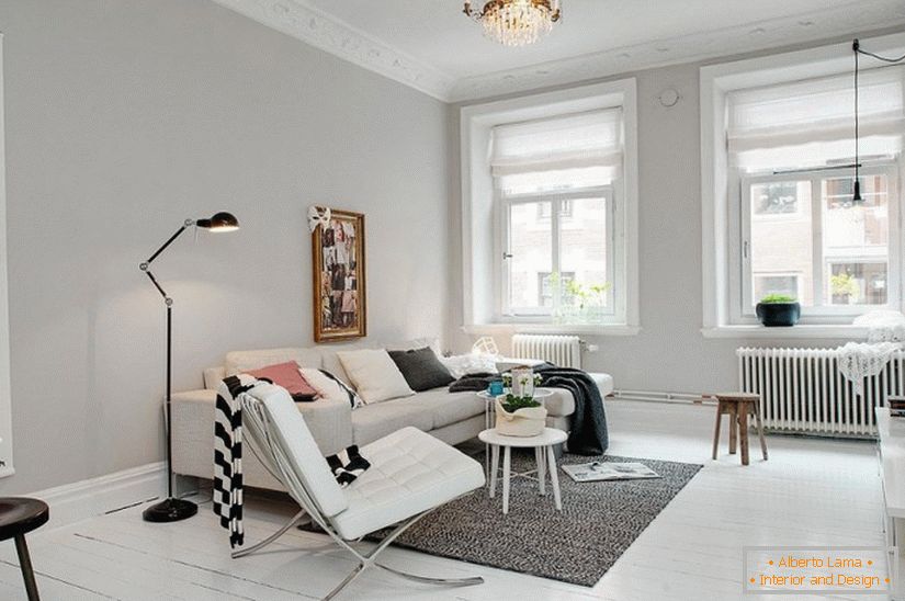 La sala de estar del estudio en estilo escandinavo