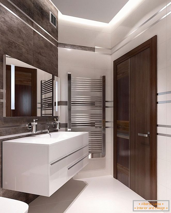 Interior de un baño estricto en un apartamento masculino