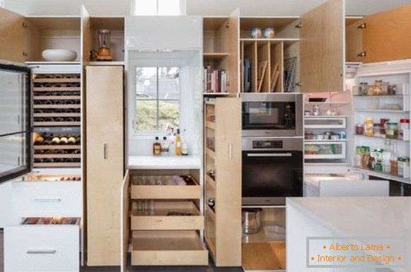 Muebles de cocina inteligentes con muchas secciones