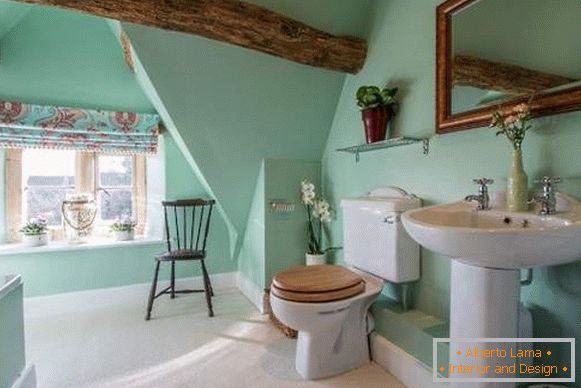 Hermosos interiores de baños - una foto de un baño en color verde menta