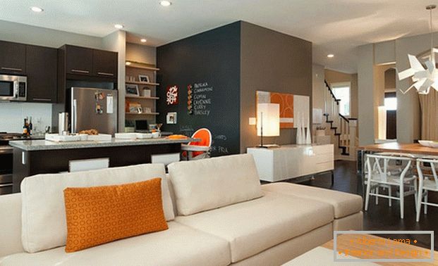 sala de estar de la cocina en un estilo moderno