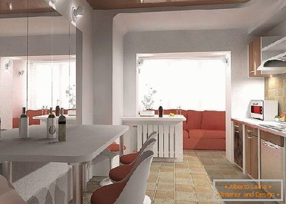 el diseño de cocina con el balcón de 12 sq. m., la foto 21