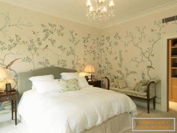 Interior brillante del dormitorio - murales de papel pintado 2015