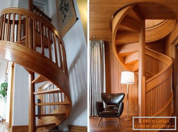 Atornille las escaleras de madera en una casa privada