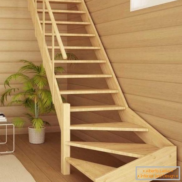 Escaleras de madera en una casa privada - fotos en un estilo moderno