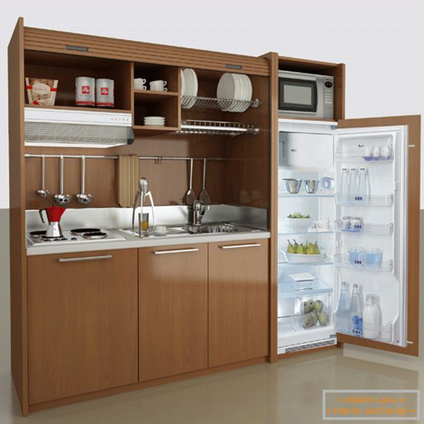Mini-cocina lineal funcionalmente organizada