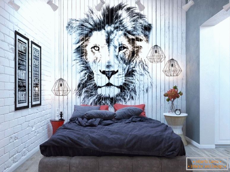 elegante-dormitorio-loft-con-imagen-león