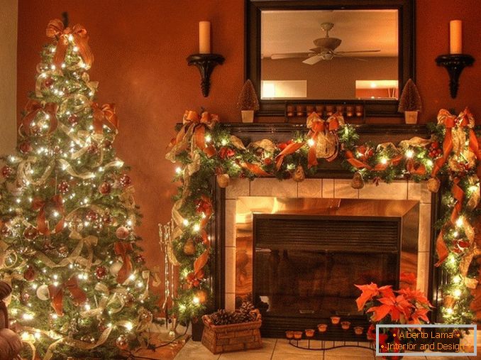 Garland en la chimenea Manos propias de Año Nuevo, фото 26