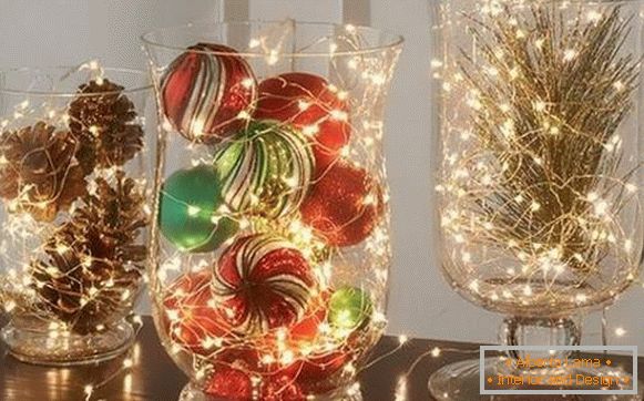 Guirnalda LED de Año Nuevo en la decoración de la casa para el Año Nuevo