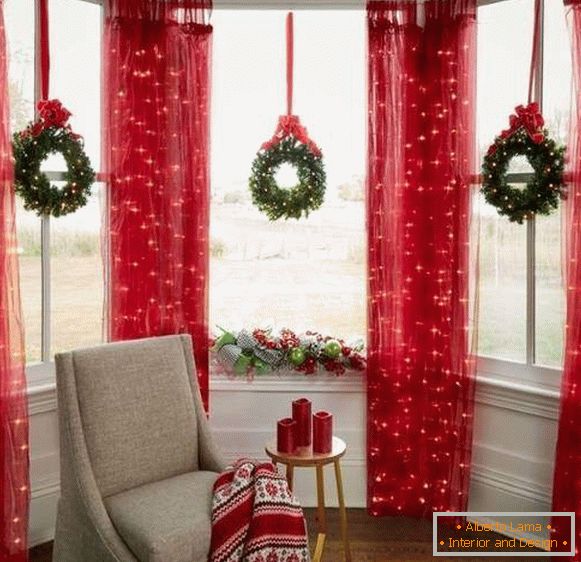 Guirnalda de árbol de Navidad para decoración de ventanas y cortinas