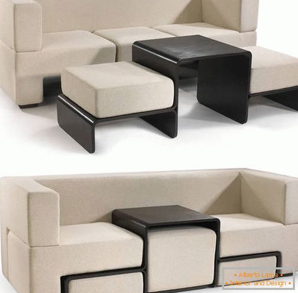 Diseño de una pequeña sala de estar - muebles multifuncionales