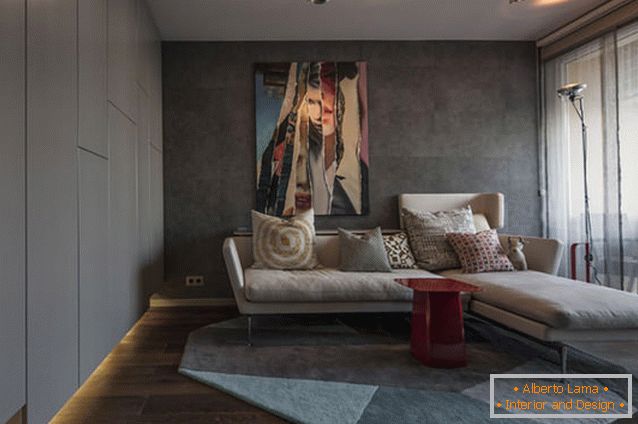 Interior de un apartamento de soltero en Hungría