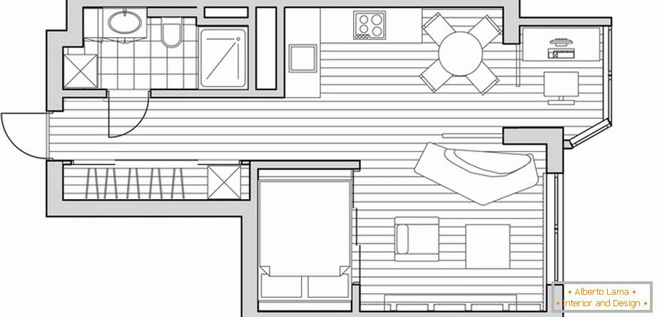 Disposición de diseño de un pequeño apartamento