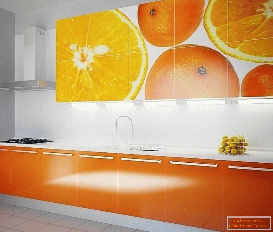 Fachadas anaranjadas de la cocina